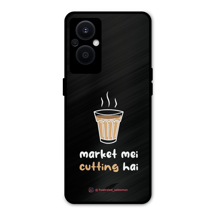 Market Mei Cutting Hai Black Metal Back Case for Oppo F21 Pro 5G