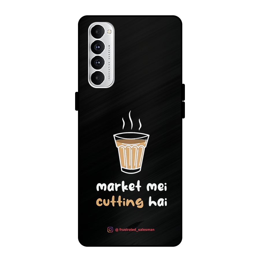 Market Mei Cutting Hai Black Metal Back Case for Oppo Reno4 Pro