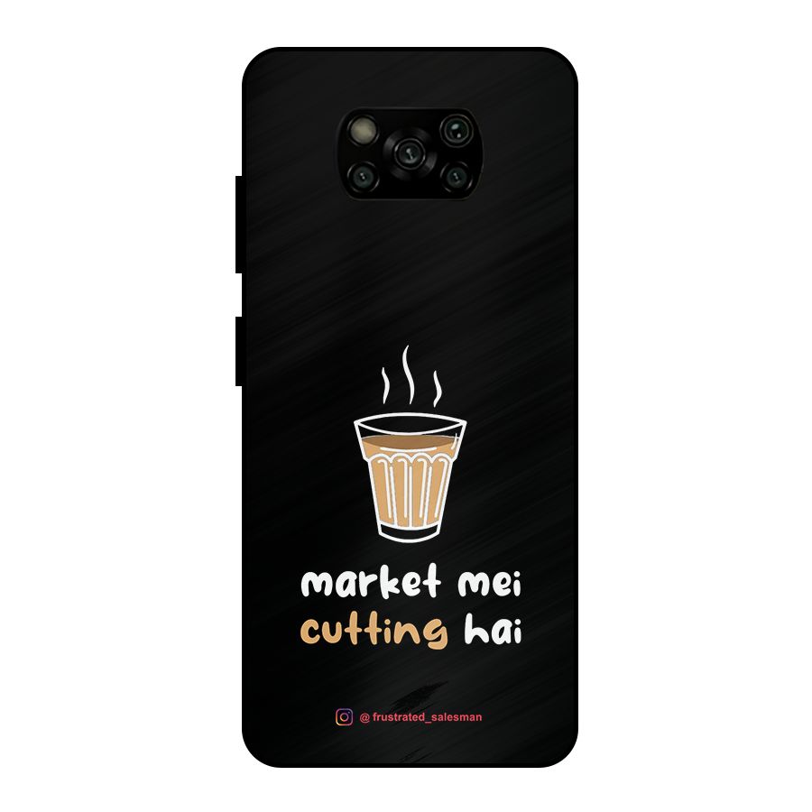 Market Mei Cutting Hai Black Metal Back Case for Poco X3