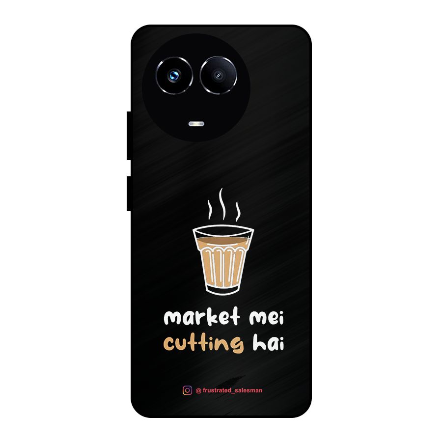 Market Mei Cutting Hai Black Metal Back Case for Realme 11 5G