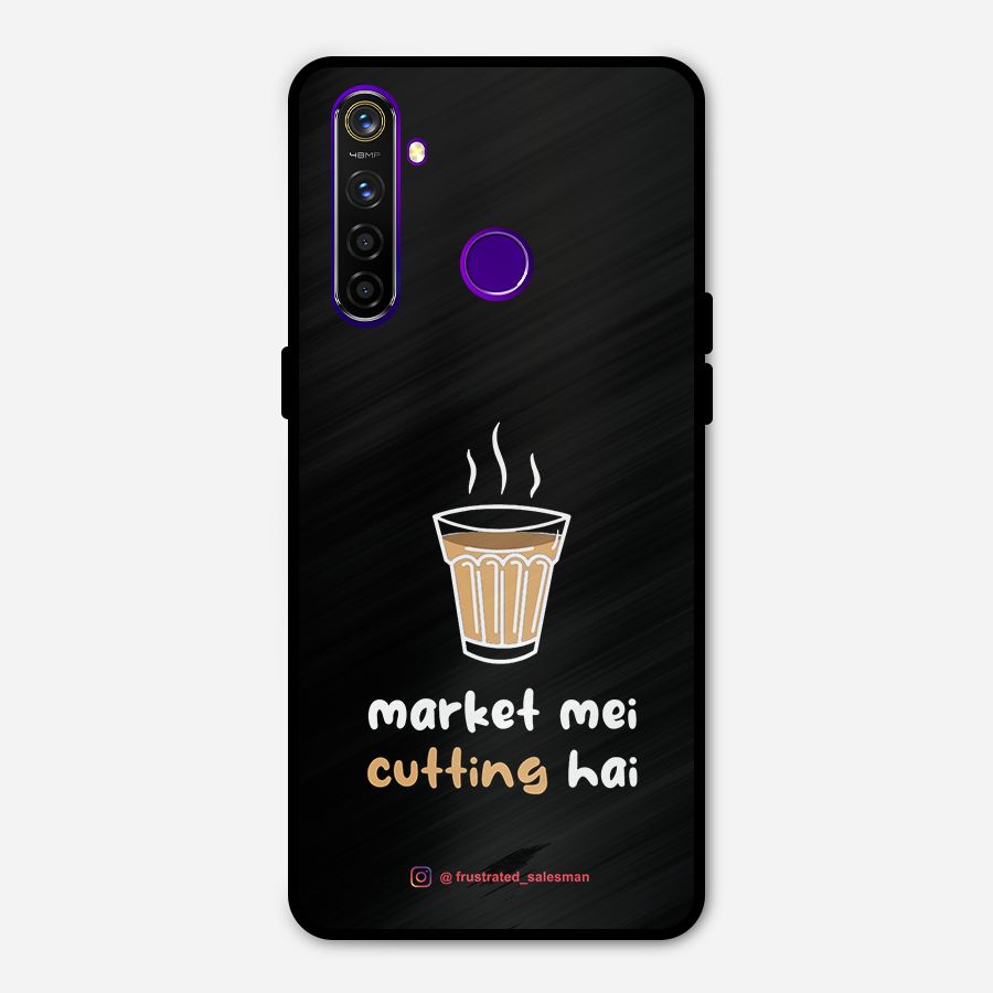 Market Mei Cutting Hai Black Metal Back Case for Realme 5 Pro