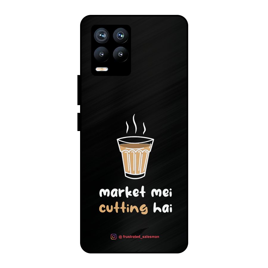 Market Mei Cutting Hai Black Metal Back Case for Realme 8 Pro