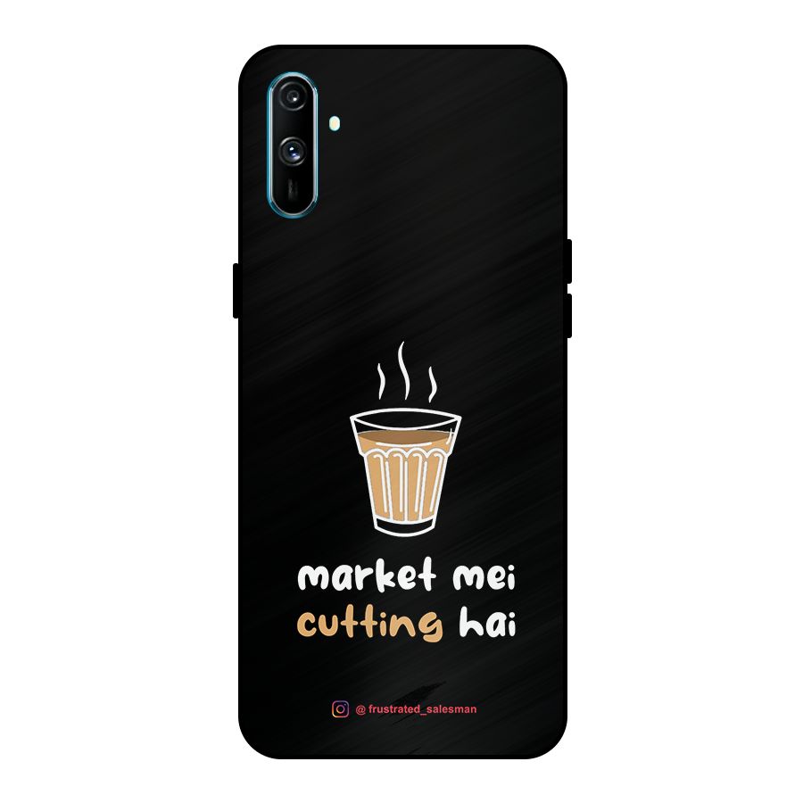 Market Mei Cutting Hai Black Metal Back Case for Realme C3