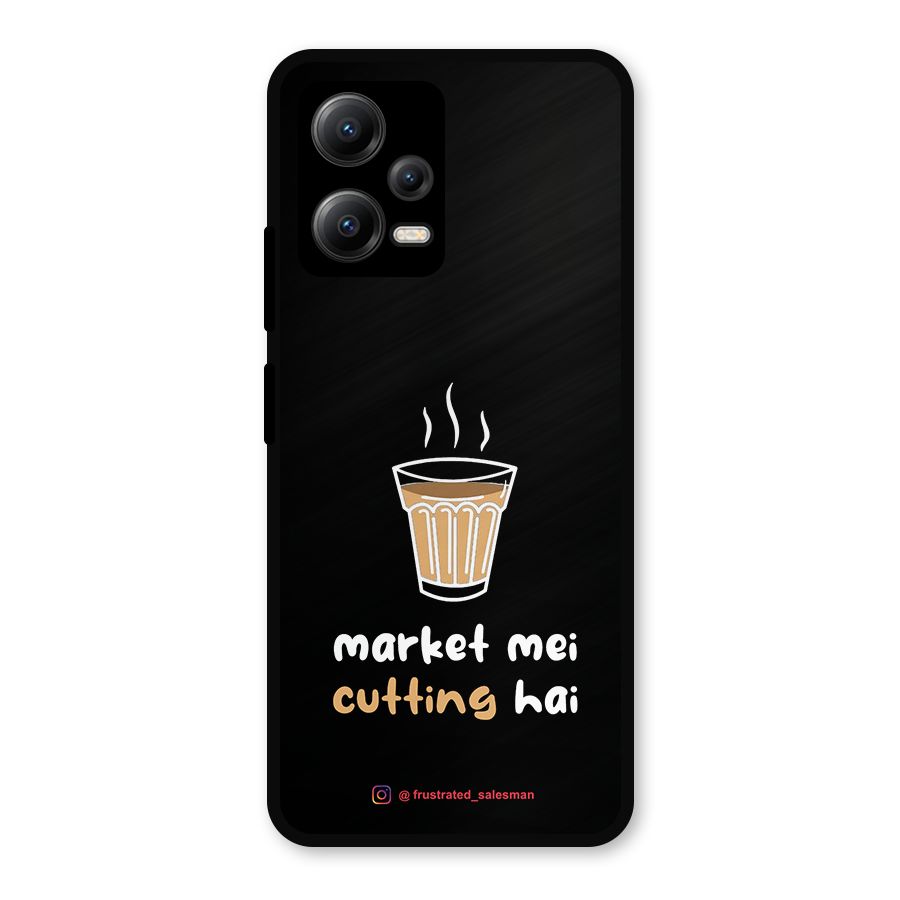 Market Mei Cutting Hai Black Metal Back Case for Redmi Note 12 5G