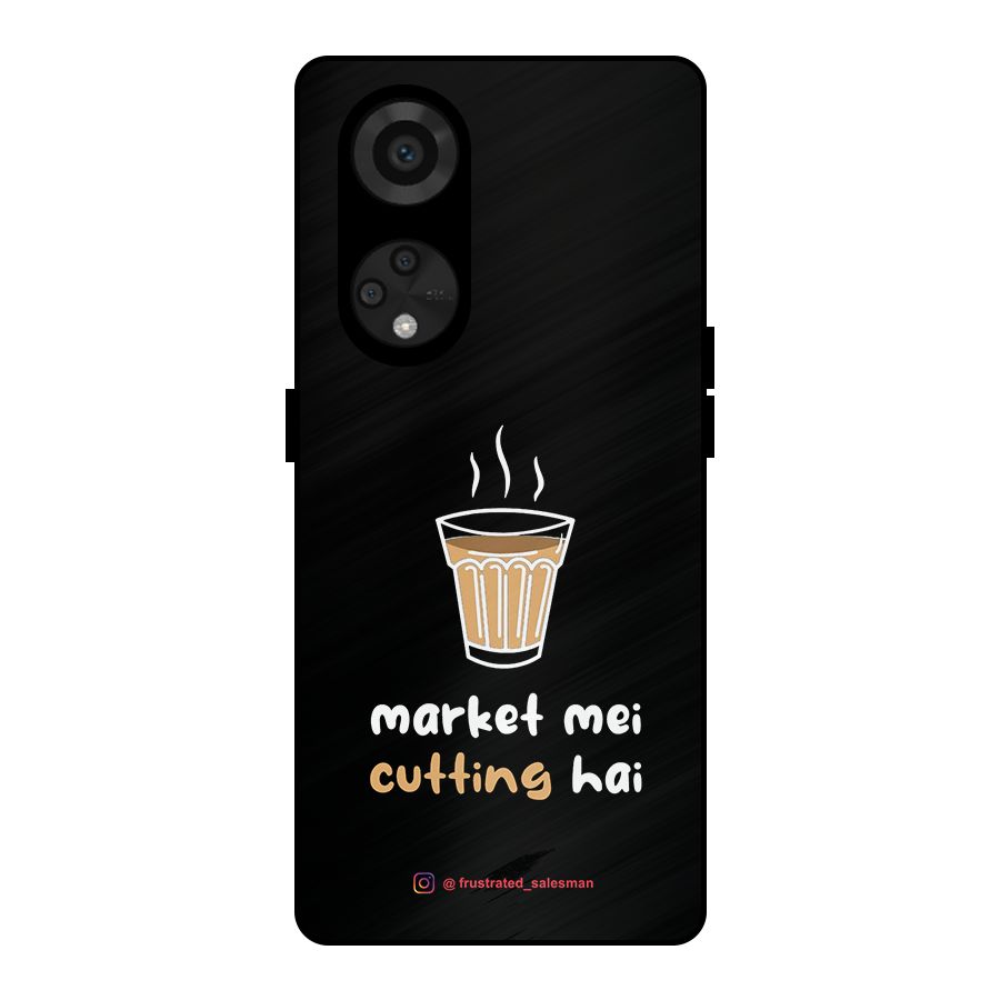 Market Mei Cutting Hai Black Metal Back Case for Reno8 T 5G