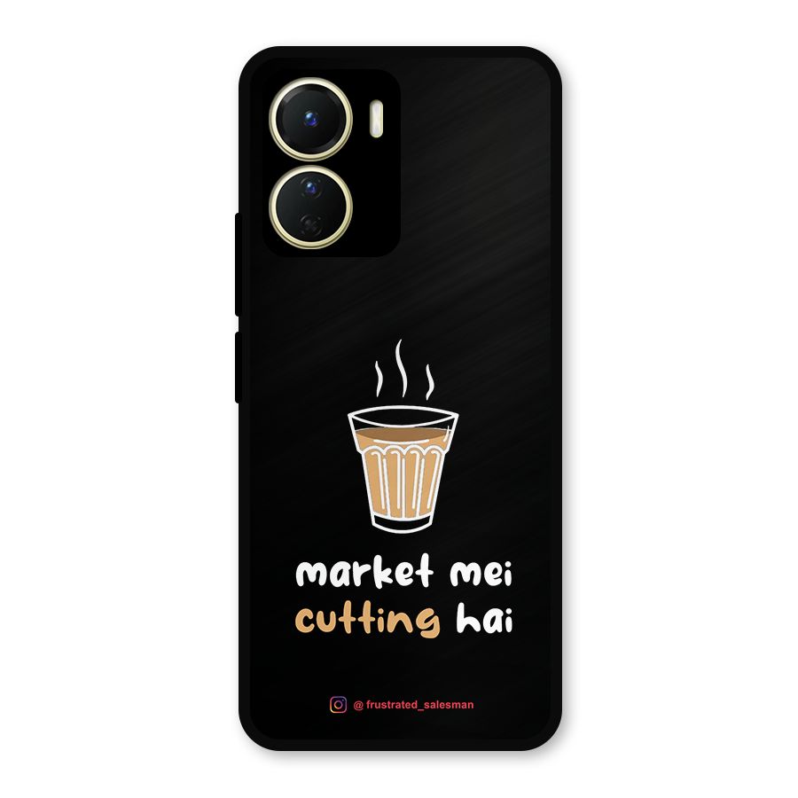 Market Mei Cutting Hai Black Metal Back Case for Vivo T2x