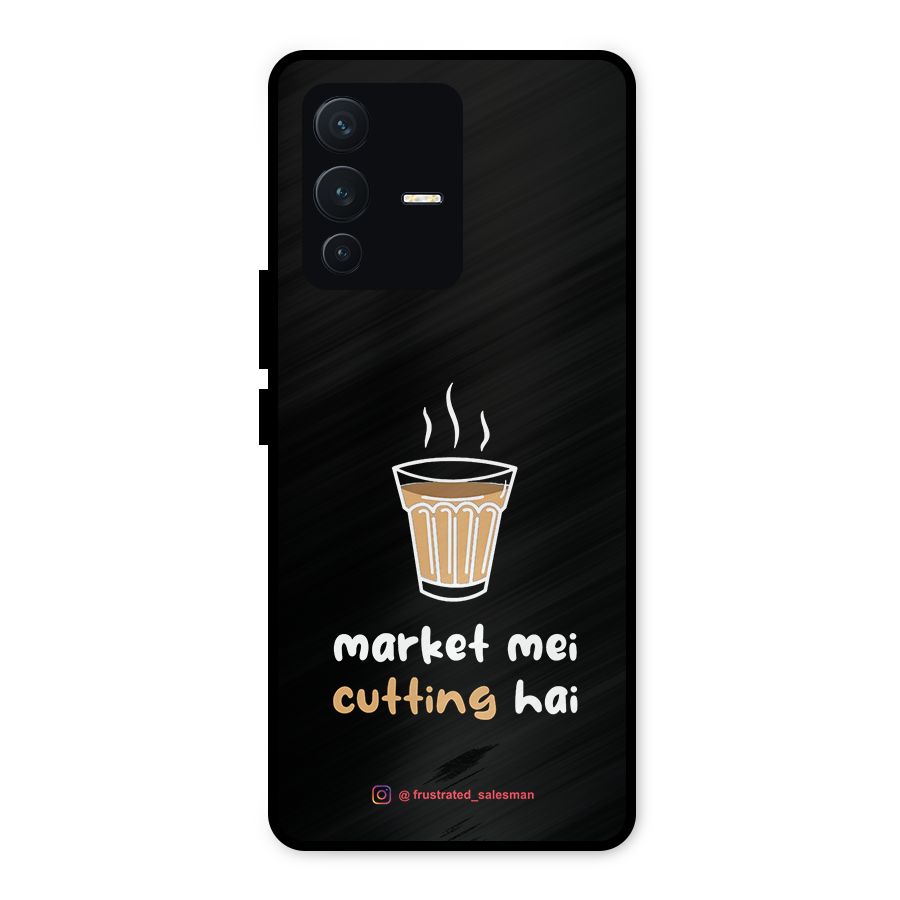 Market Mei Cutting Hai Black Metal Back Case for Vivo V23 5G