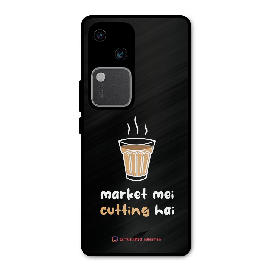 Market Mei Cutting Hai Black Metal Back Case for Vivo V30 Pro