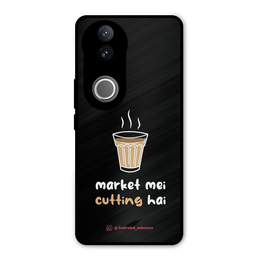 Market Mei Cutting Hai Black Metal Back Case for Vivo V50e