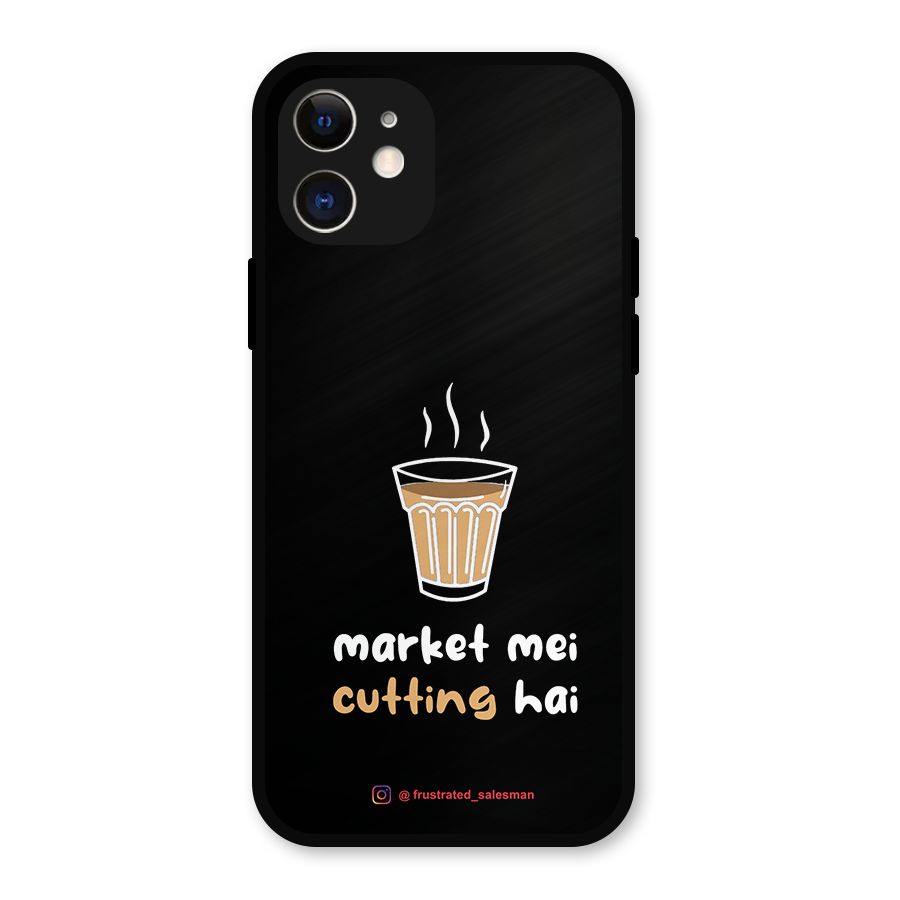 Market Mei Cutting Hai Black Metal Back Case for iPhone 12