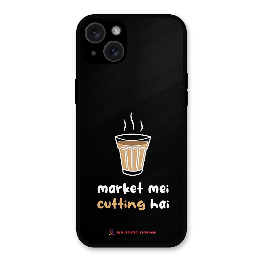 Market Mei Cutting Hai Black Metal Back Case for iPhone 15 Plus