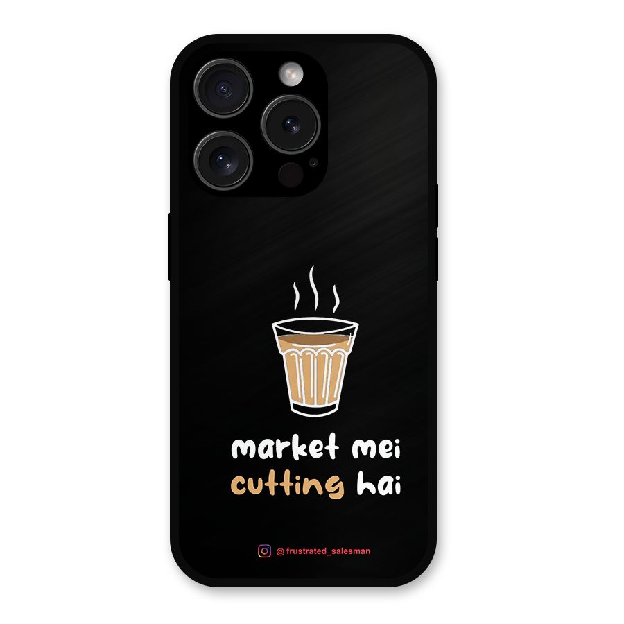 Market Mei Cutting Hai Black Metal Back Case for iPhone 15 Pro