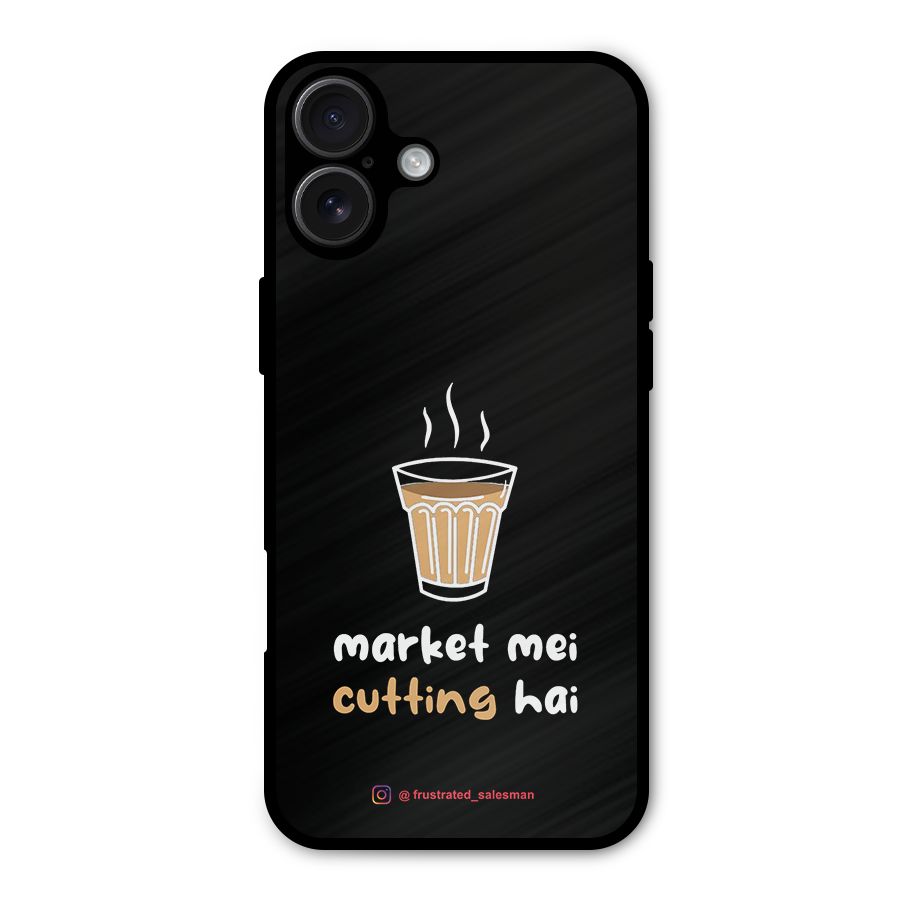Market Mei Cutting Hai Black Metal Back Case for iPhone 16 Plus