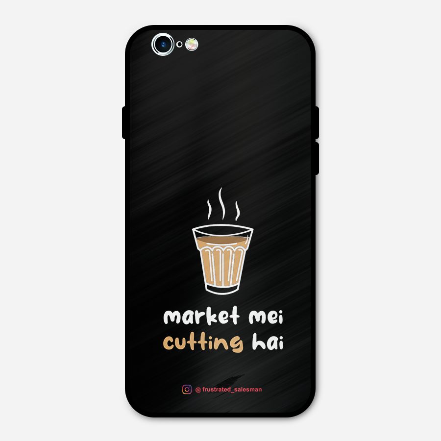 Market Mei Cutting Hai Black Metal Back Case for iPhone 6 6s