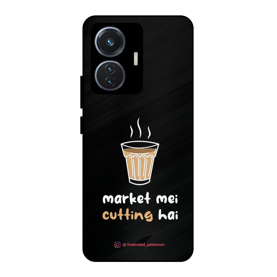 Market Mei Cutting Hai Black Metal Back Case for iQOO Z6 44W
