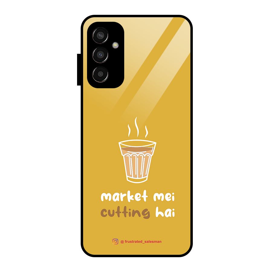 Market Mei Cutting Hai Mustard Yellow Glass Back Case for Galaxy F13