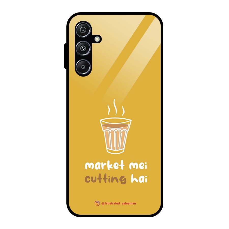 Market Mei Cutting Hai Mustard Yellow Glass Back Case for Galaxy M34 5G