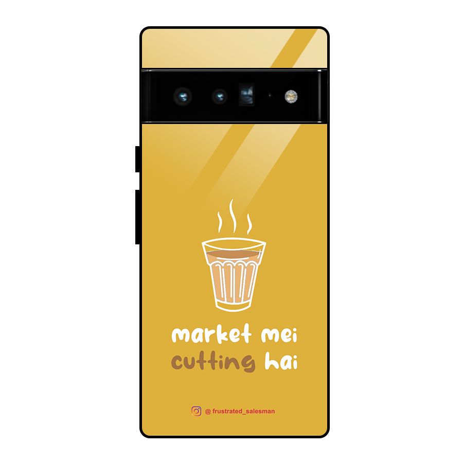 Market Mei Cutting Hai Mustard Yellow Glass Back Case for Google Pixel 6 Pro