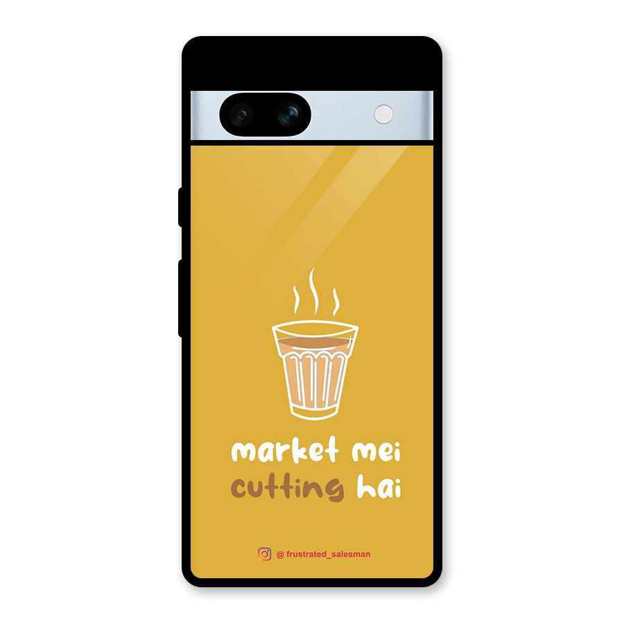 Market Mei Cutting Hai Mustard Yellow Glass Back Case for Google Pixel 7a
