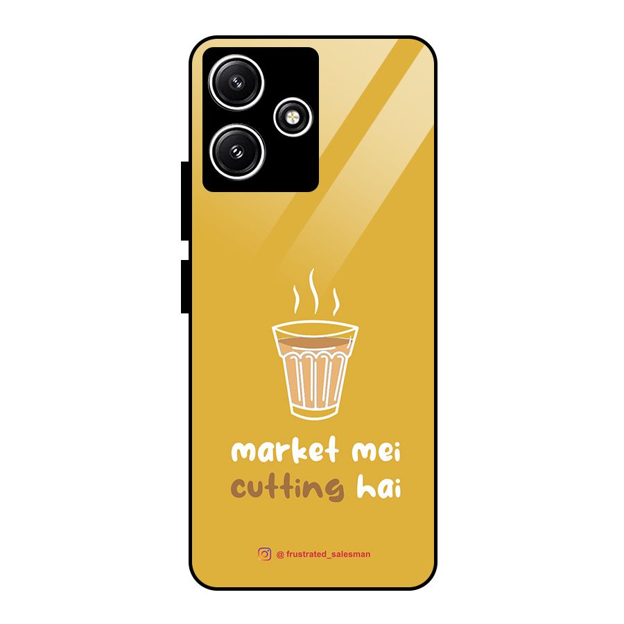 Market Mei Cutting Hai Mustard Yellow Glass Back Case for Redmi 12 5G