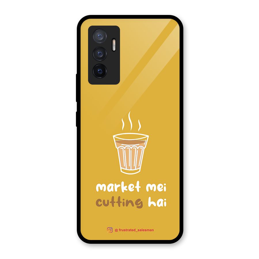 Market Mei Cutting Hai Mustard Yellow Glass Back Case for Vivo V23e