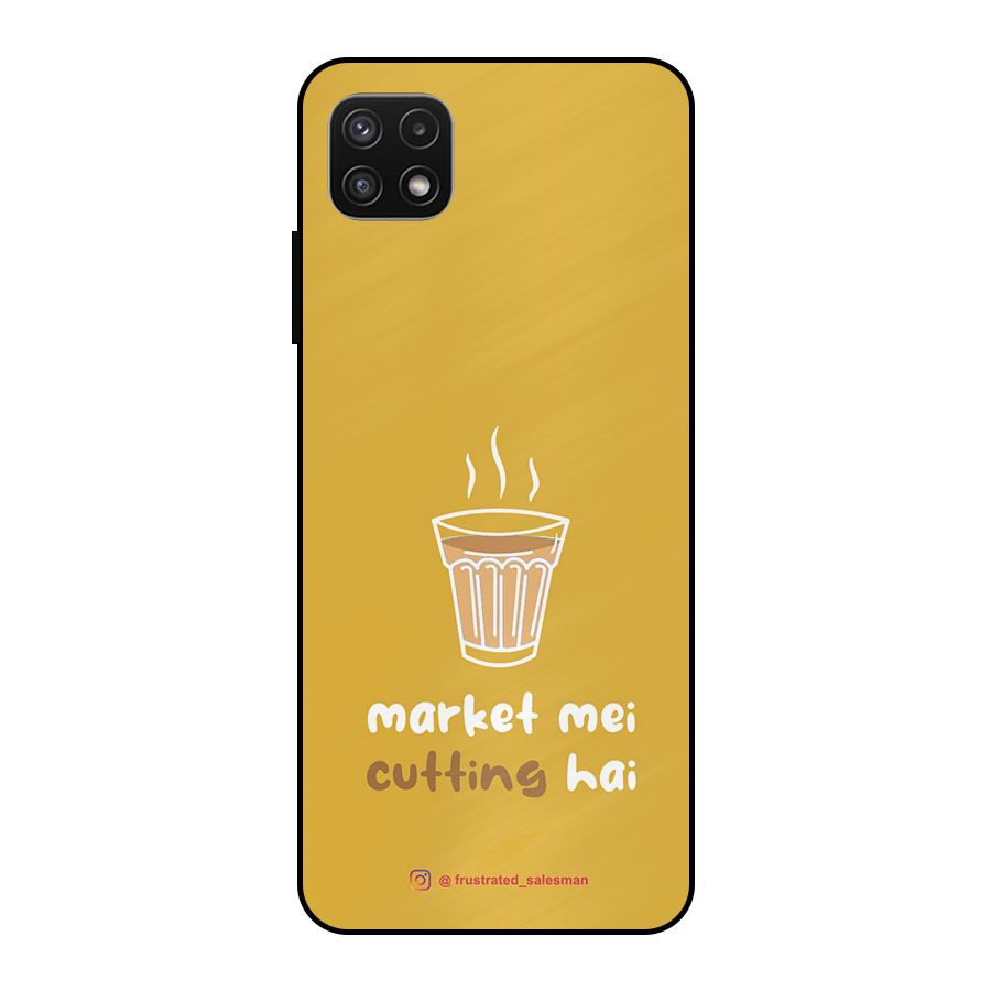 Market Mei Cutting Hai Mustard Yellow Metal Back Case for Galaxy A22 5G