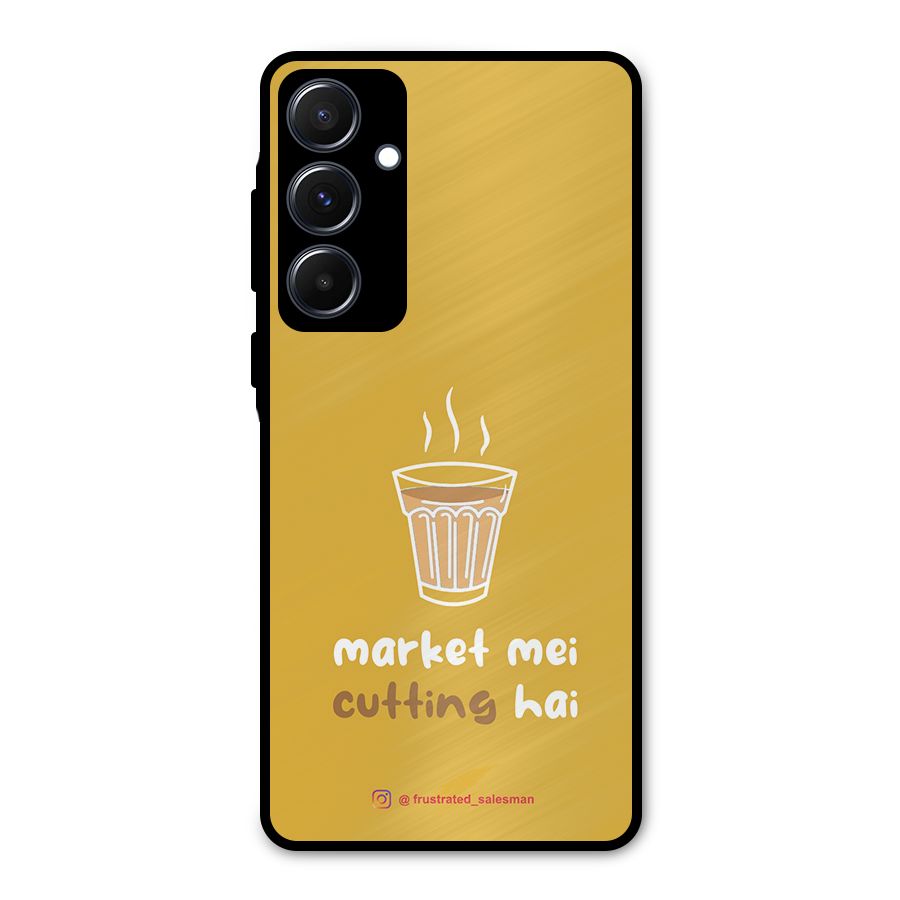Market Mei Cutting Hai Mustard Yellow Metal Back Case for Galaxy A55