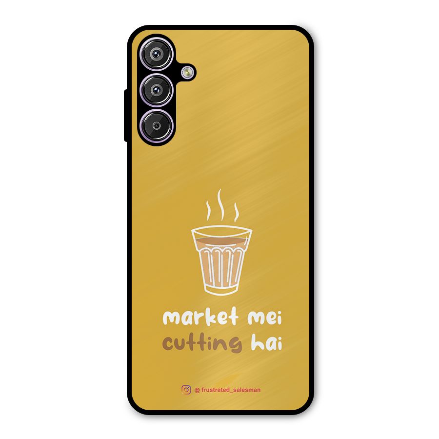 Market Mei Cutting Hai Mustard Yellow Metal Back Case for Galaxy F15