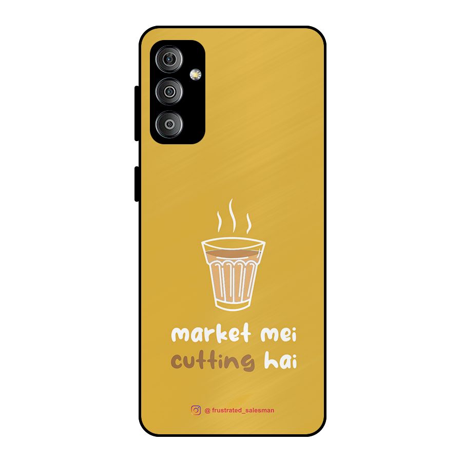 Market Mei Cutting Hai Mustard Yellow Metal Back Case for Galaxy F23