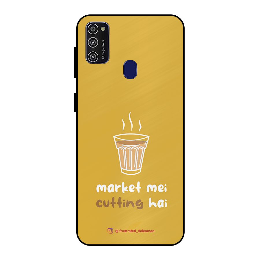 Market Mei Cutting Hai Mustard Yellow Metal Back Case for Galaxy M30s