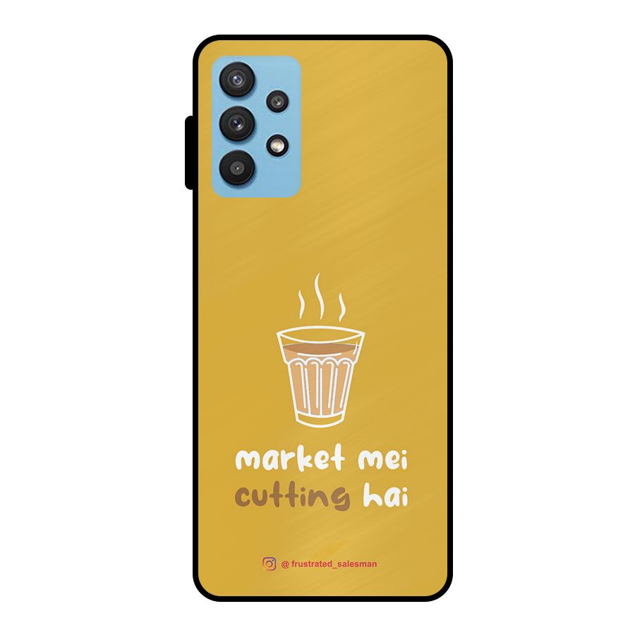Market Mei Cutting Hai Mustard Yellow Metal Back Case for Galaxy M32 5G