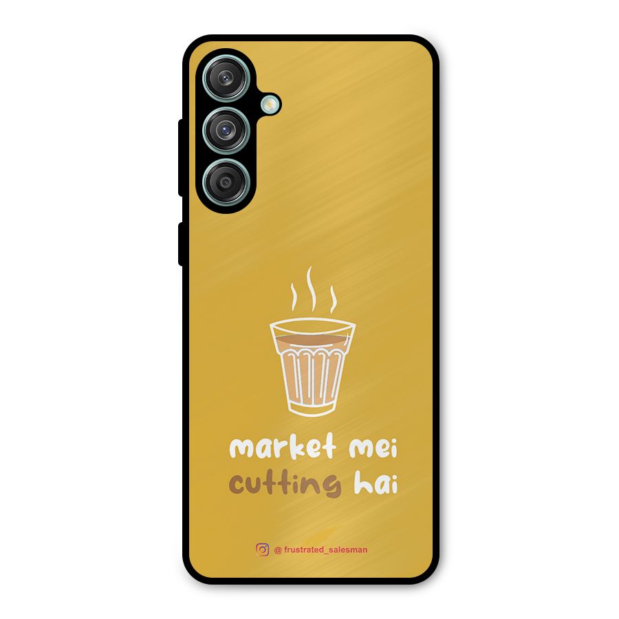 Market Mei Cutting Hai Mustard Yellow Metal Back Case for Galaxy M55 5G