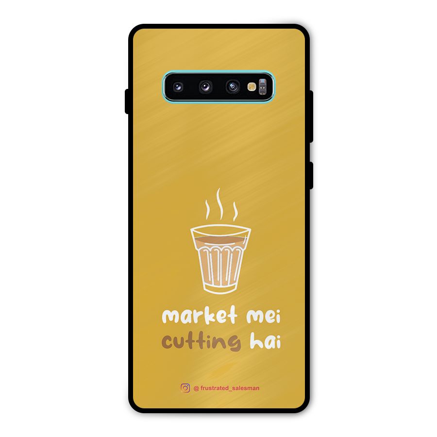 Market Mei Cutting Hai Mustard Yellow Metal Back Case for Galaxy S10 Plus