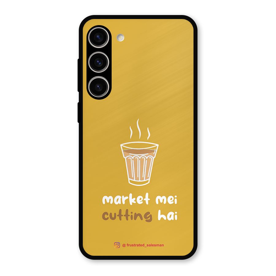 Market Mei Cutting Hai Mustard Yellow Metal Back Case for Galaxy S23 Plus