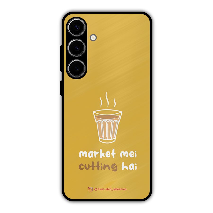 Market Mei Cutting Hai Mustard Yellow Metal Back Case for Galaxy S24 Plus