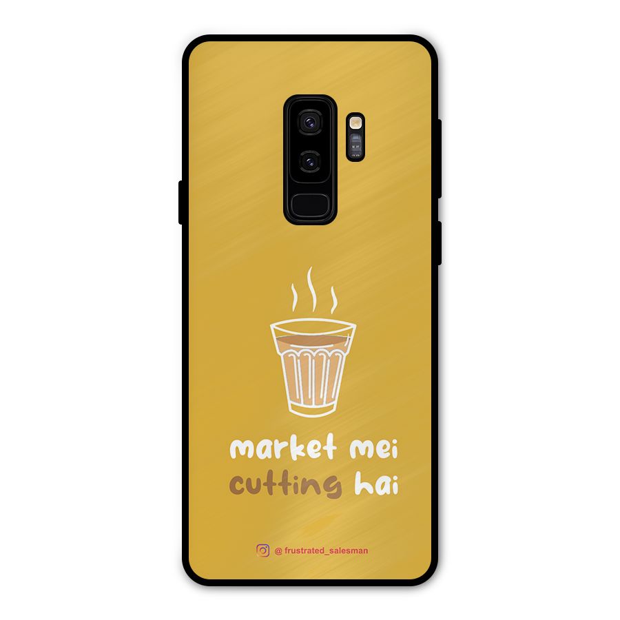 Market Mei Cutting Hai Mustard Yellow Metal Back Case for Galaxy S9 Plus