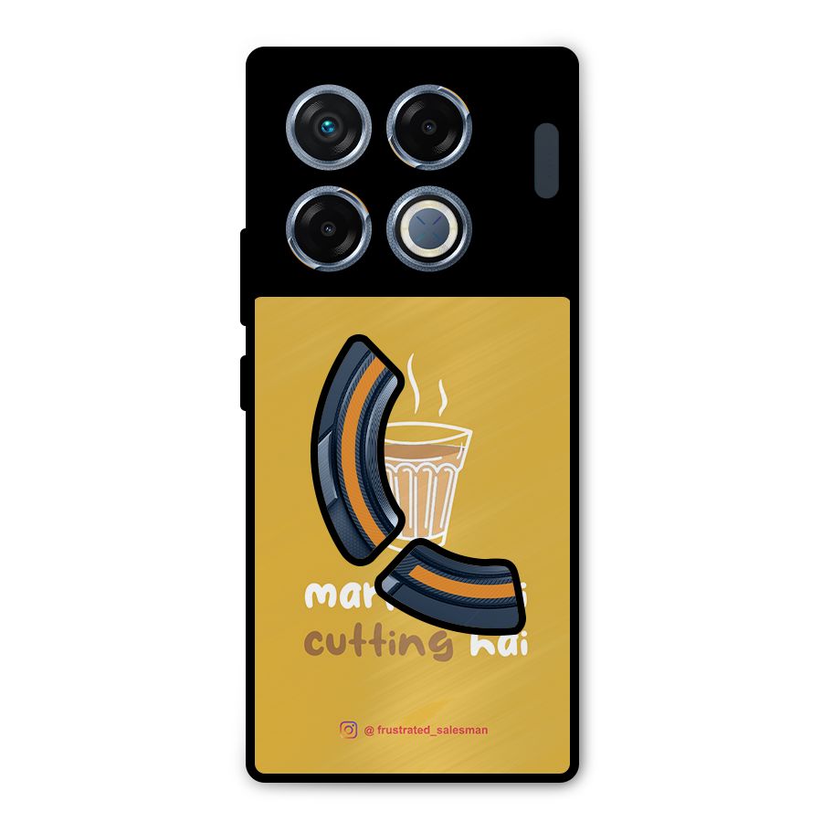 Market Mei Cutting Hai Mustard Yellow Metal Back Case for Infinix GT 20 Pro