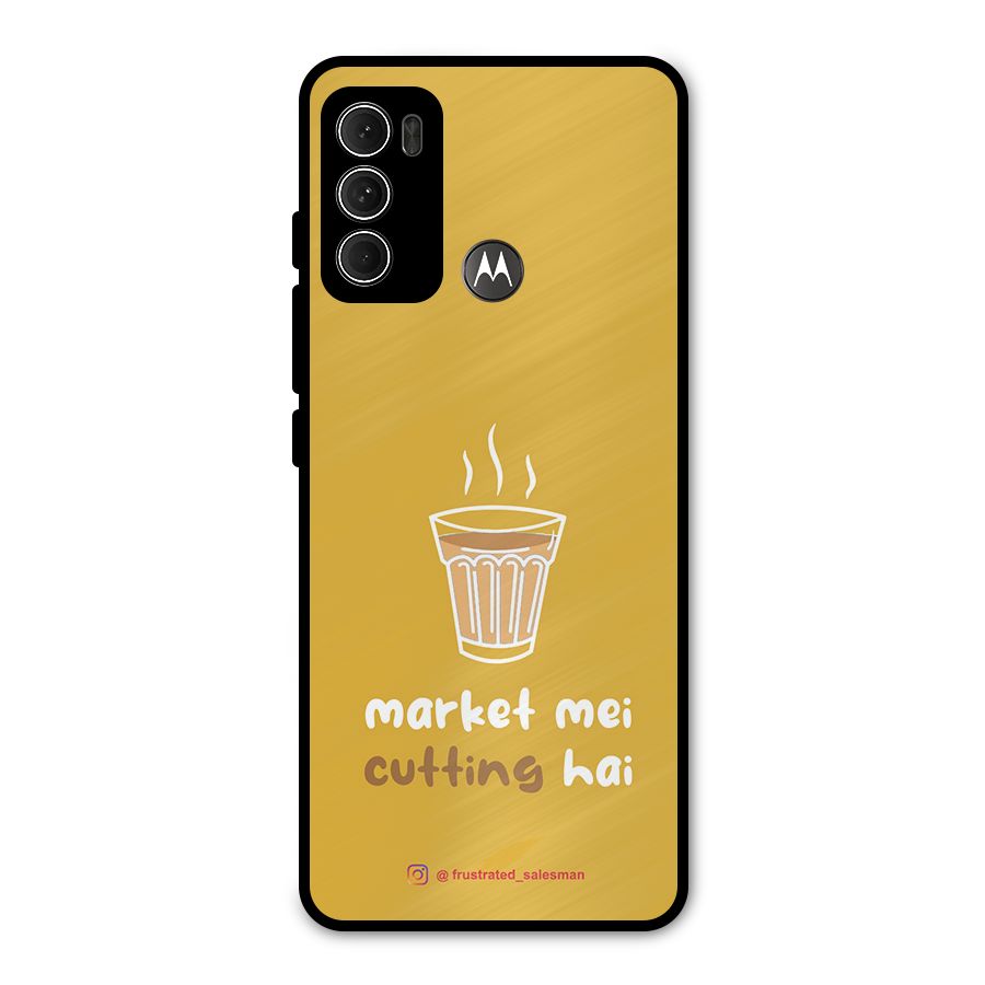 Market Mei Cutting Hai Mustard Yellow Metal Back Case for Moto G60