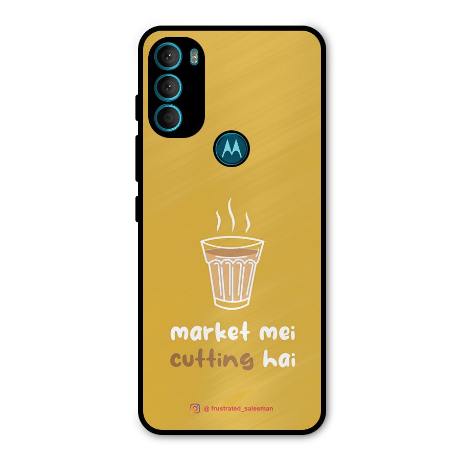 Market Mei Cutting Hai Mustard Yellow Metal Back Case for Moto G71 5G