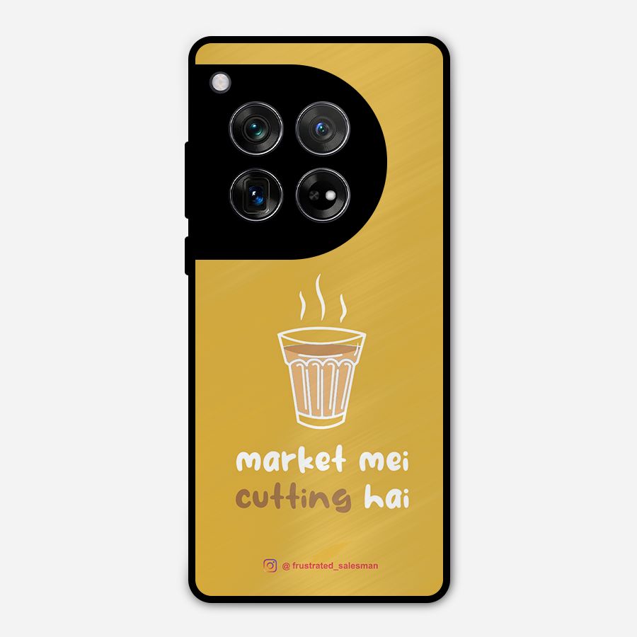 Market Mei Cutting Hai Mustard Yellow Metal Back Case for OnePlus 12