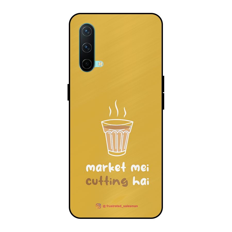 Market Mei Cutting Hai Mustard Yellow Metal Back Case for OnePlus Nord CE 5G