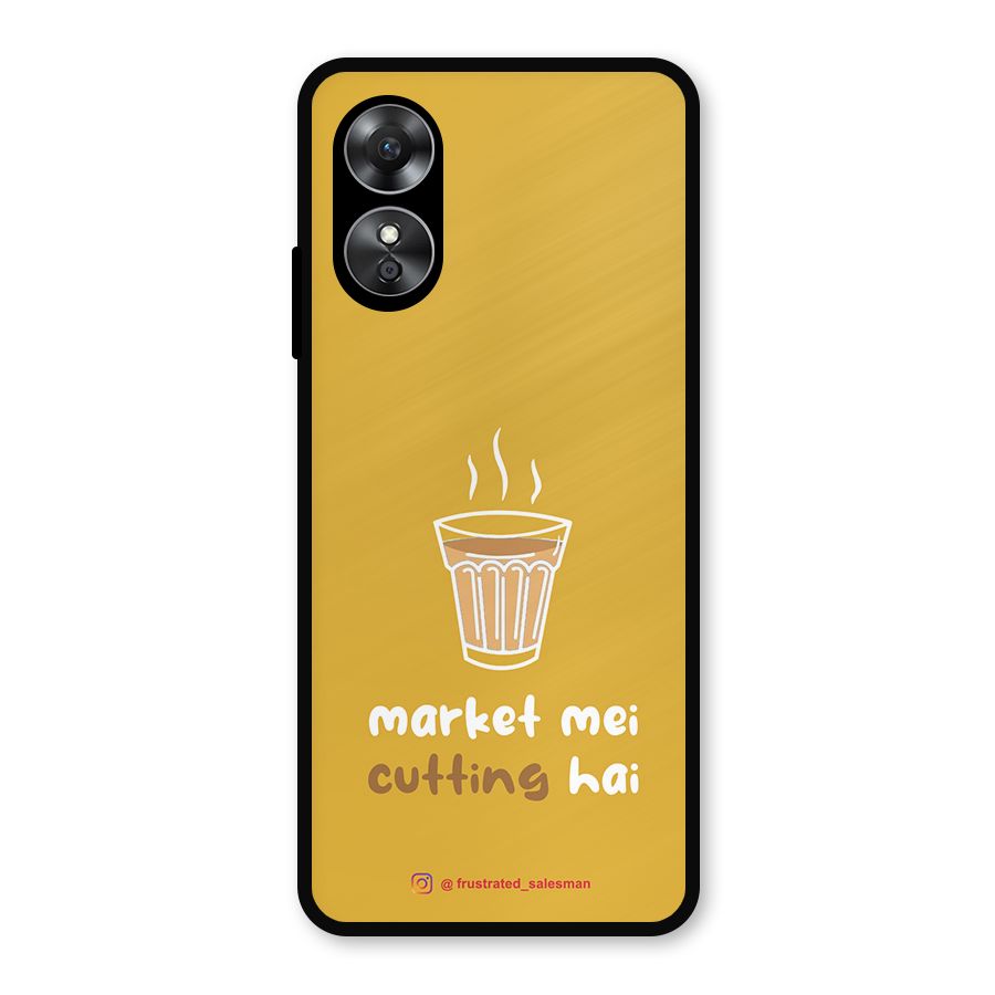 Market Mei Cutting Hai Mustard Yellow Metal Back Case for Oppo A17