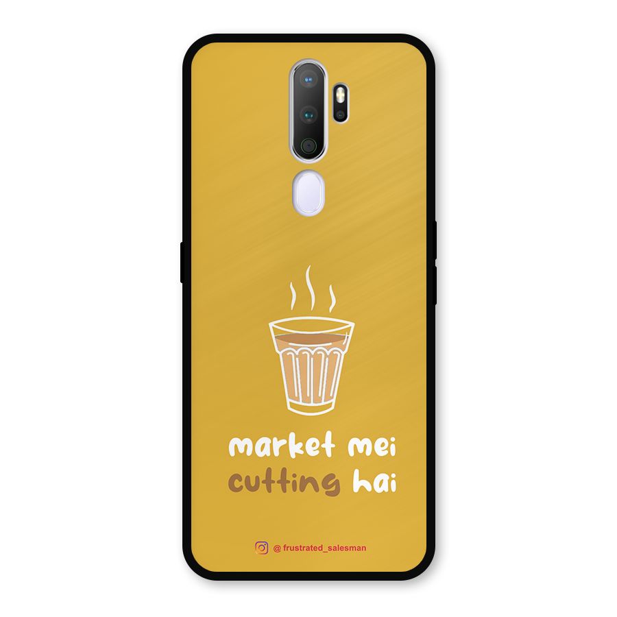 Market Mei Cutting Hai Mustard Yellow Metal Back Case for Oppo A9 (2020)