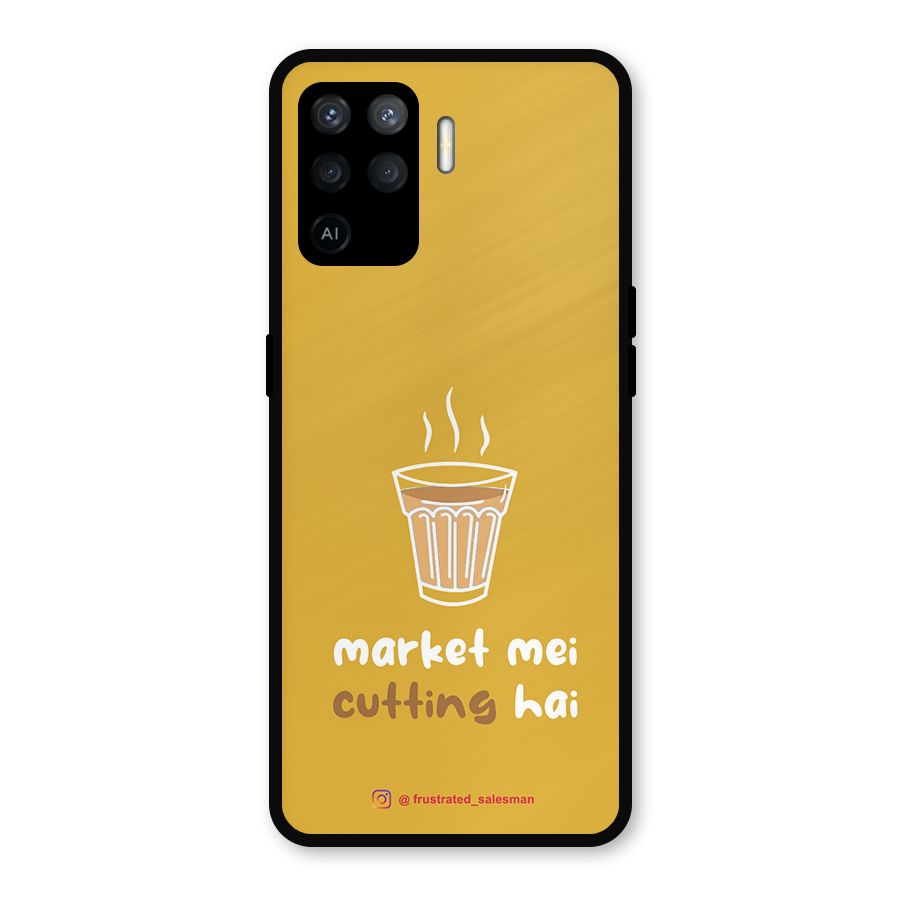 Market Mei Cutting Hai Mustard Yellow Metal Back Case for Oppo F19 Pro