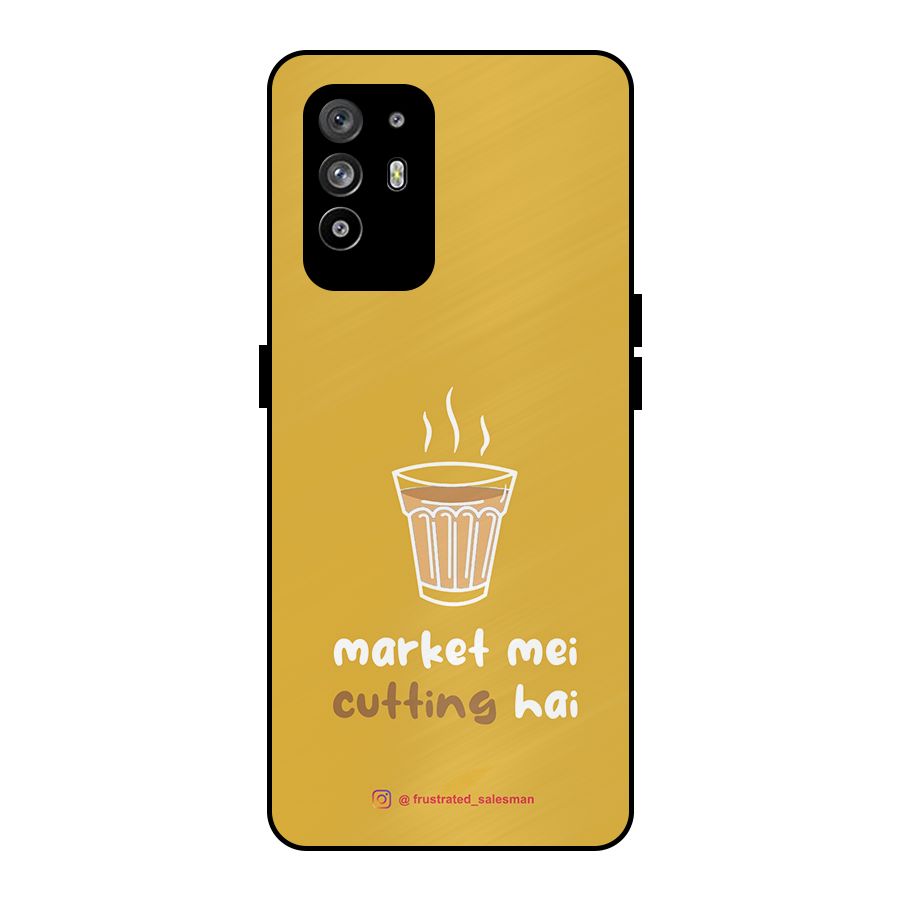 Market Mei Cutting Hai Mustard Yellow Metal Back Case for Oppo F19 Pro Plus 5G