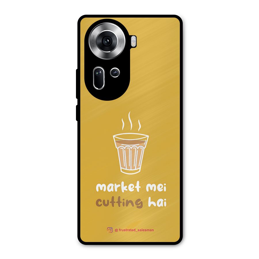 Market Mei Cutting Hai Mustard Yellow Metal Back Case for Oppo Reno11 5G