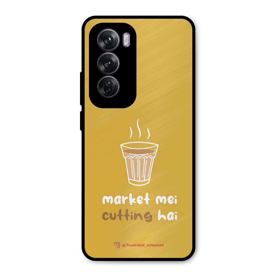 Market Mei Cutting Hai Mustard Yellow Metal Back Case for Oppo Reno12 Pro