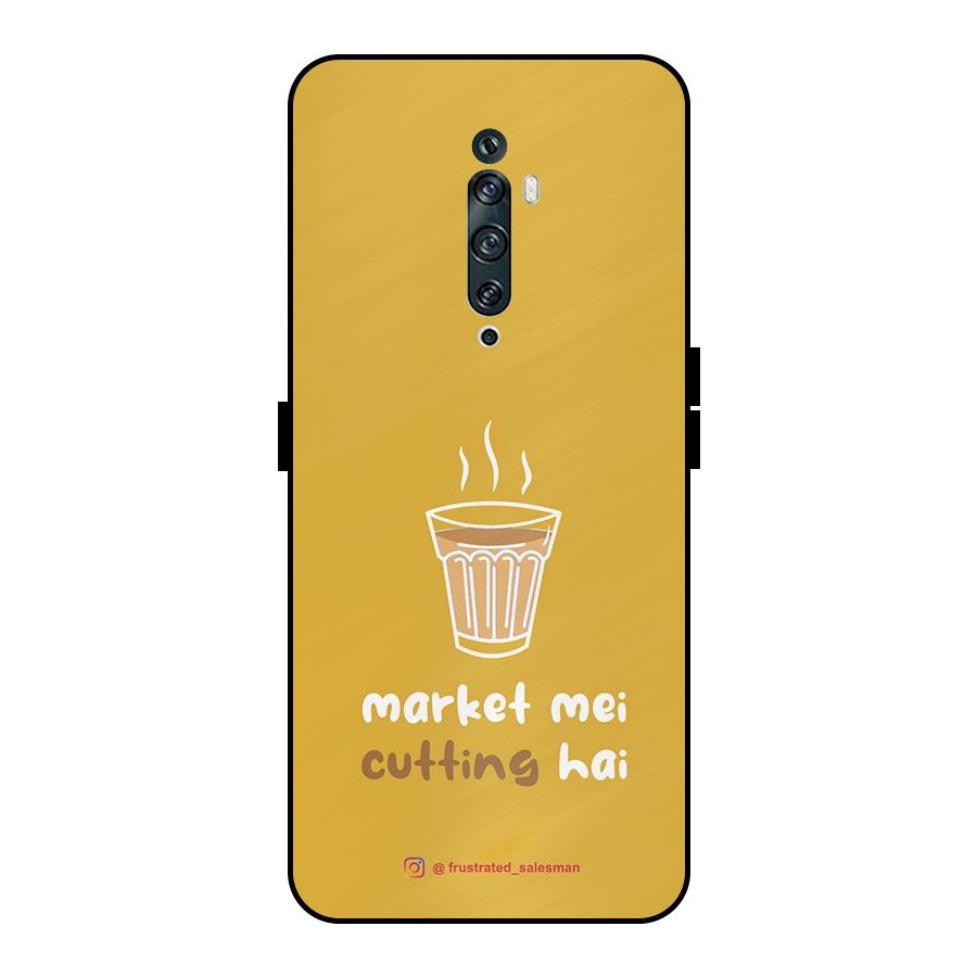 Market Mei Cutting Hai Mustard Yellow Metal Back Case for Oppo Reno2 Z