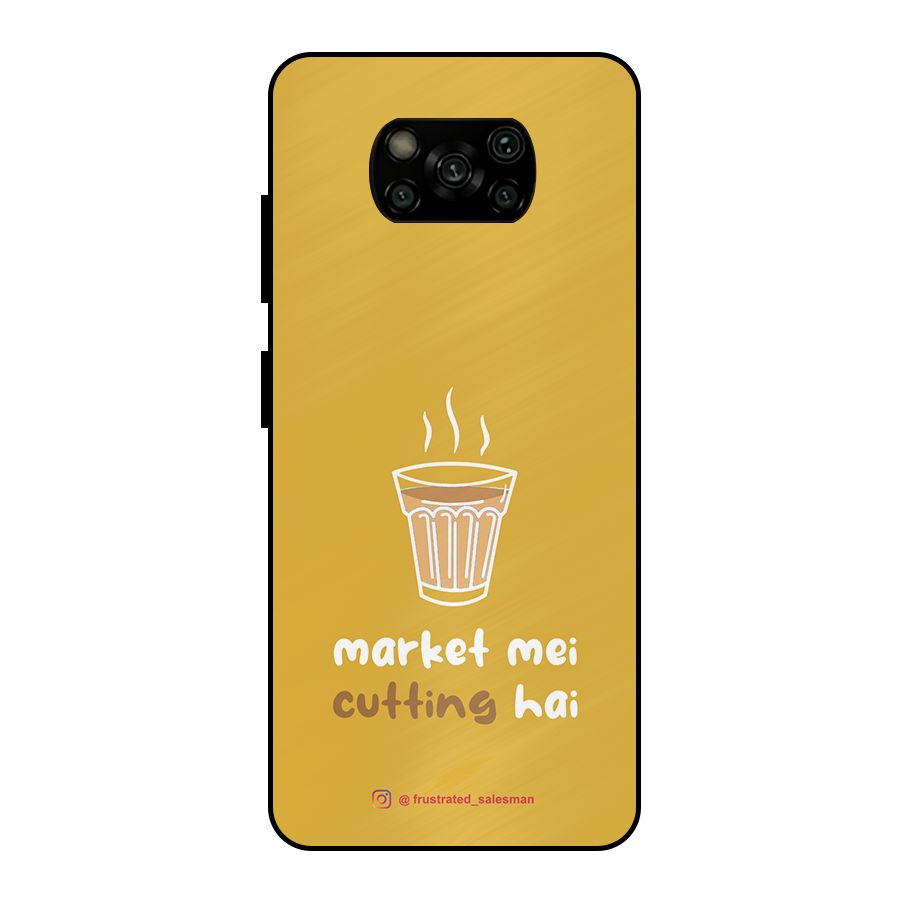 Market Mei Cutting Hai Mustard Yellow Metal Back Case for Poco X3