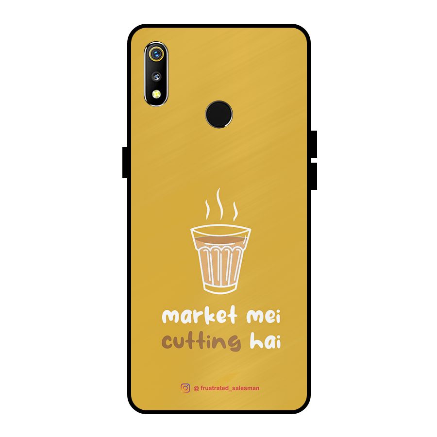 Market Mei Cutting Hai Mustard Yellow Metal Back Case for Realme 3